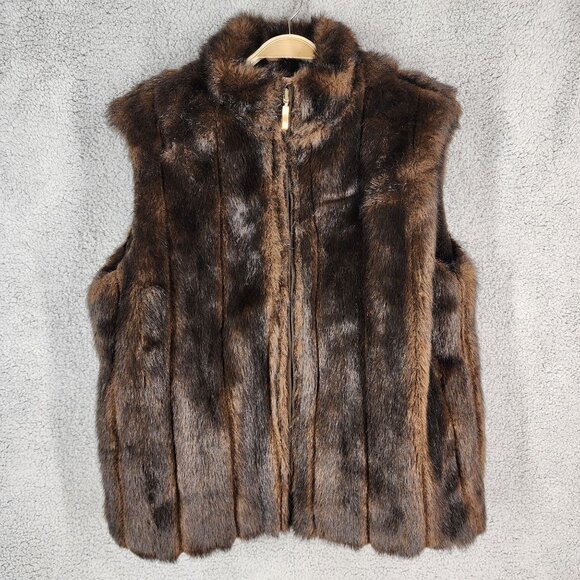 Obermeyer Jackets & Blazers - Obermeyer Resort 1947 Women's Size Large Brown Vixen Faux Fur Sleeveless Vest
